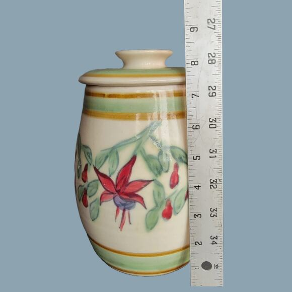 Vintage 1980S Signed Studio Pottery Canister with Fuchsia - Picture 5 of 5
